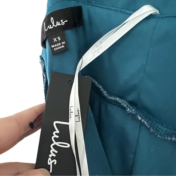 NWT LULUS Stop the Show Blue Glitter Skater Mini Criss Cross Evening Dress Sz XS - Picture 7 of 9